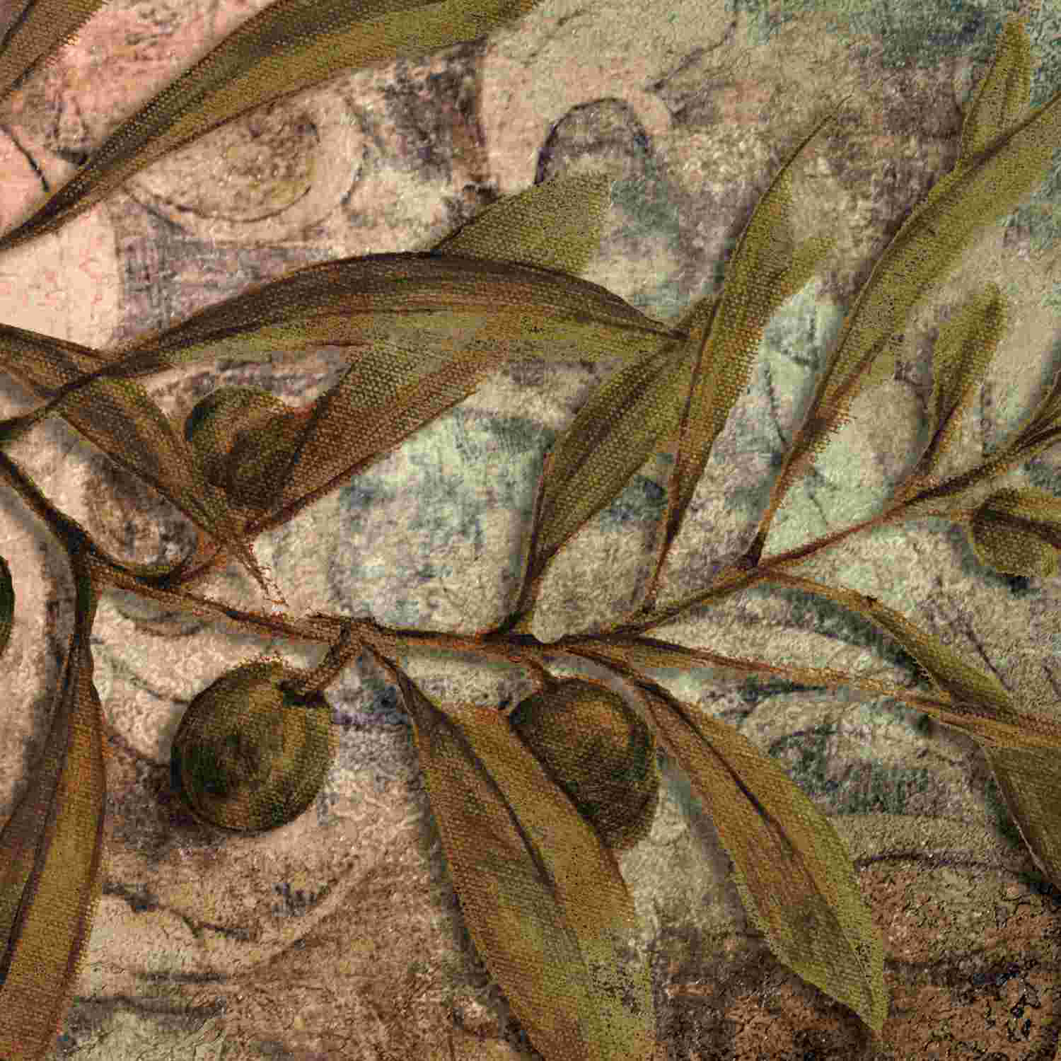 Olive Branch On Light Background With Green Olives On Canvas Painting