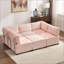 Canapé modulaire 6 places modulaire en U avec méridienne réversible, velours côtelé rose | Salon-1723640817