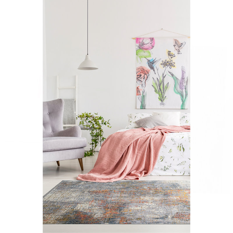 Modern, Abstract, Cut Pile 1'10 Rectangle Throw Rug