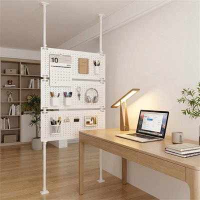 Drill-free 3-piece Pegboard Shelving Unit, Metal Storage Rack