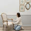 45cm H Linen Upholstered King Louis Back Armchair in Grey