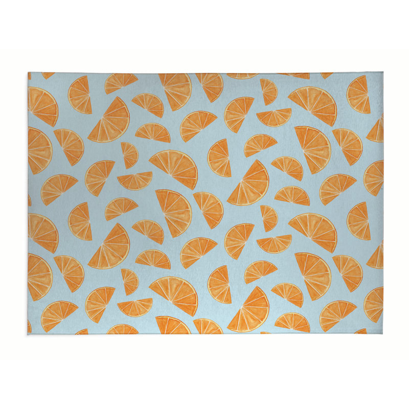 Tapis de bureau léger Summer Oranges, L 36 po x P 60 po, Bleu nuage