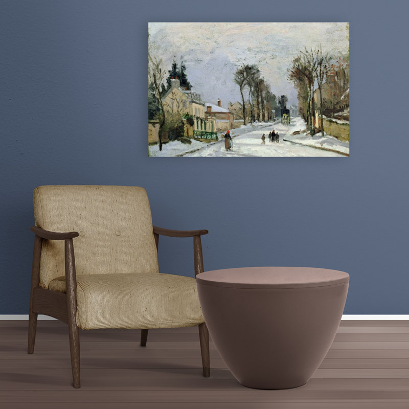 The Versailles Road At Louveciennes, 1869 Impressionist Abstract Contemporary Winter Wall Art Print, 60.96cm H x 91.44cm W