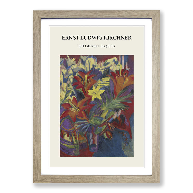 Still Life With Lilies by Ernst Ludwig Kirchner - Single Picture Frame Print, 48cm H x 36cm W x 2cm D, Oak Framed