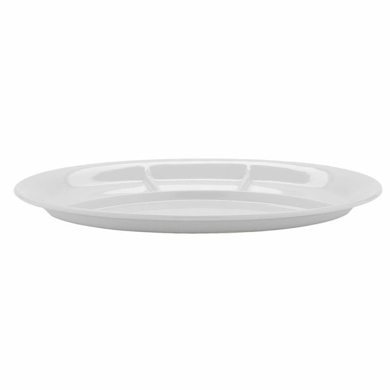 Assiette à 4 compartiments en mélamine GET CP-134-W, 13 po x 9,5 po, blanc (ensemble de 12)
