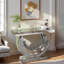 Console avec miroir en argent et base en spirale