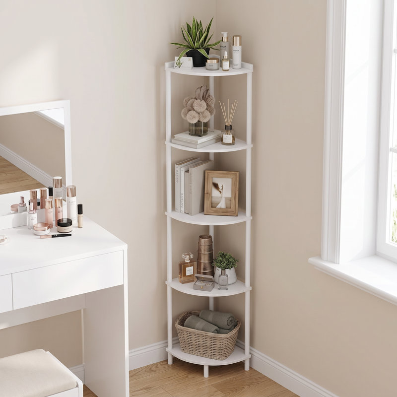 Bibliothèque d'angle Swade H 64,9 "x l 12,2", Blanc