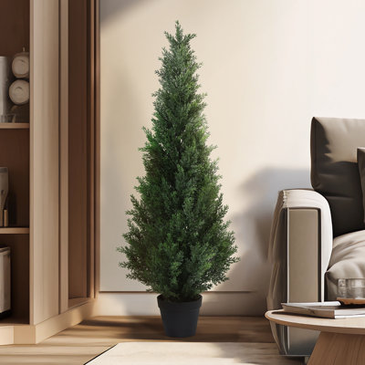 Adcock Faux Cedar in Pot, Fake UV Rated Potted Tree, Faux Green Plant, Fake Tree for Home Décor