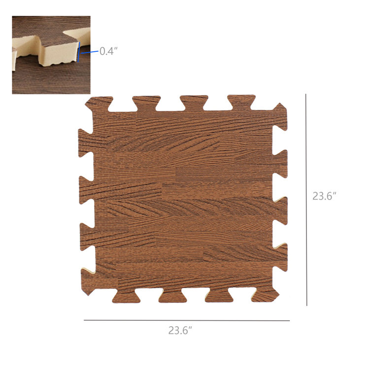 Dark Wood Grain Interlocking EVA Foam Floor Mats (100 Sq. Ft. - 25