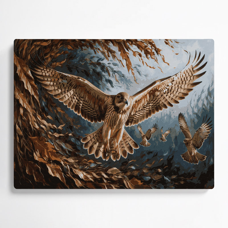 Oiseaux, épinette européenne, art mural brun, H 12 po x l 18 po