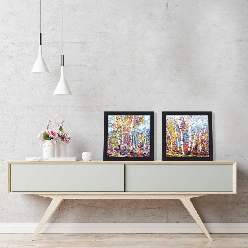 Birch Colors, ensemble de 2 pièces encadrées sur papier, Noir