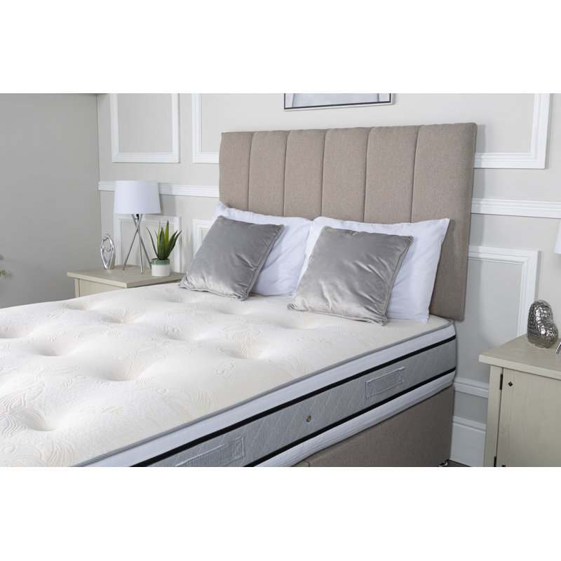 Aspelare Upholstered Bed with Mattress, 2 Drawers, Kingsize, Mink Plush Velvet