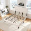 Lit plateforme rembourré en bois massif, de format king, avec tête de lit, sans sommier et montage facile, beige-328378482-328378441