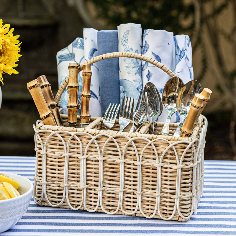 Provence Rattan Flatware Caddy - Light Brown