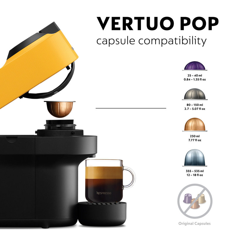Nespresso Vertuo Pop Coffee Pod Machine by De'Longhi, Yellow