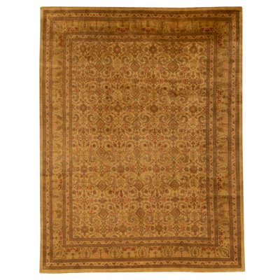 Hand Knotted Wool Oriental Area Rug in Gold