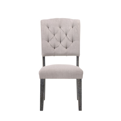 Chaises d'appoint transitionnelles (2) - Lin beige, chêne gris, dossier de style chêne 2