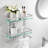 2 Tier 15.7-Inch Bathroom Tempered Glass Shelf  Storage Glass Shelf Rectangular With Bar Aluminum