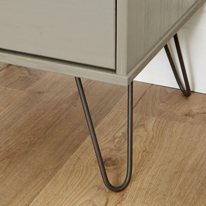 Rothley 2 Drawer Solid Wood Bedside Table, Gray