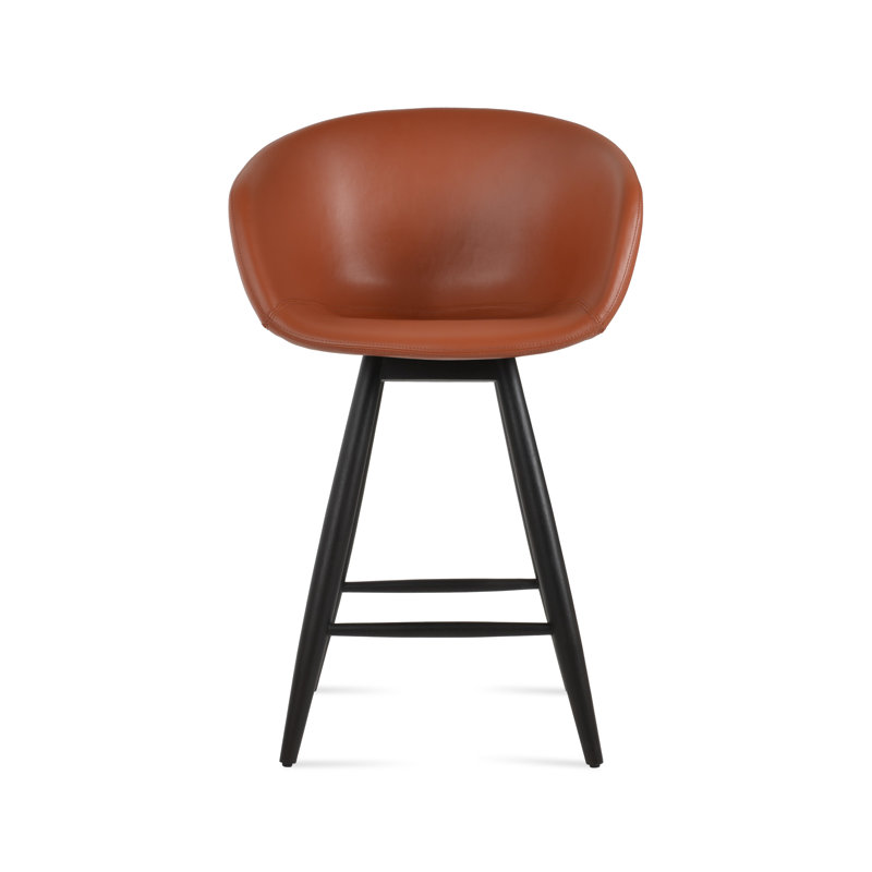 Tribeca Baba Counter & Bar Stool, Counter Stool = 22.5” Seat Height, Hazelnut PPM, Black