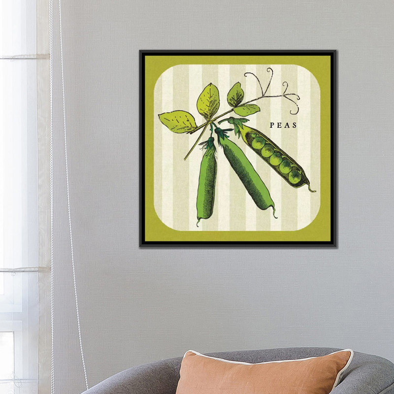 « linen legumes iv », impression sur toile, H 18 po x l 18 po x P 1,5 po, Toile avec cadre noir, Pas de tapis