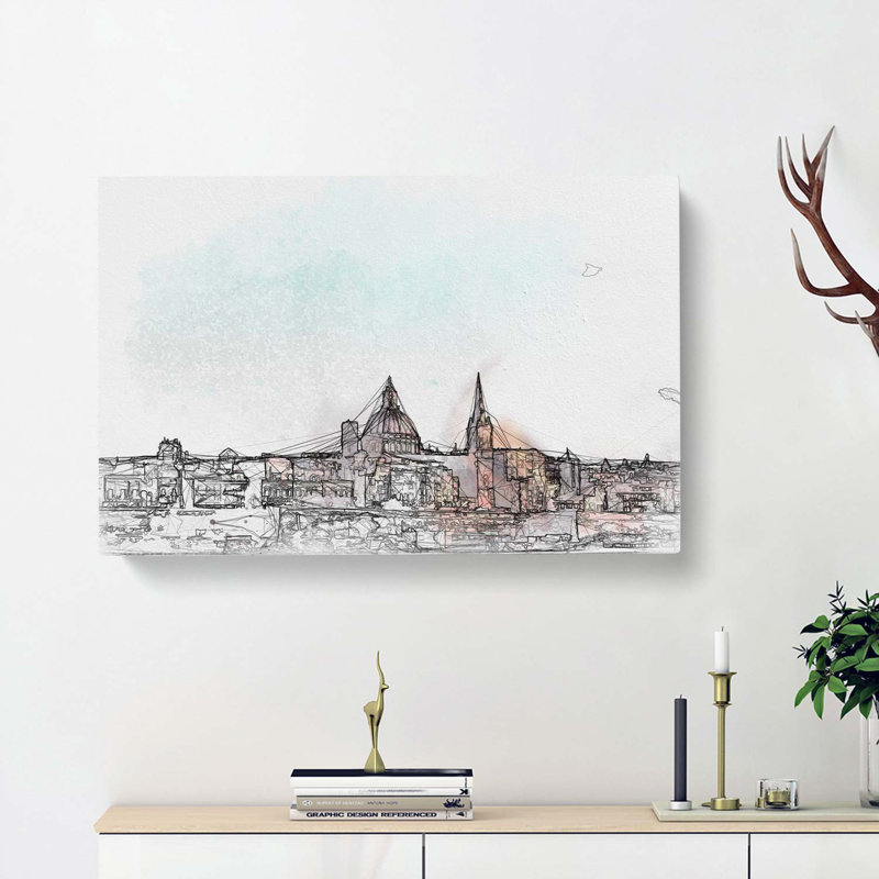 View Of Valletta In Malta In Abstract - Wrapped Canvas Print, 50cm H x 76cm W x 3cm D