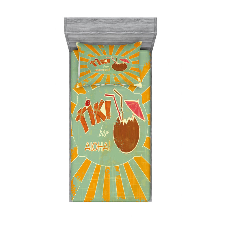 Ensemble de draps Exotic Cocktail, Ensemble de draps pour lit simple avec drap-housse