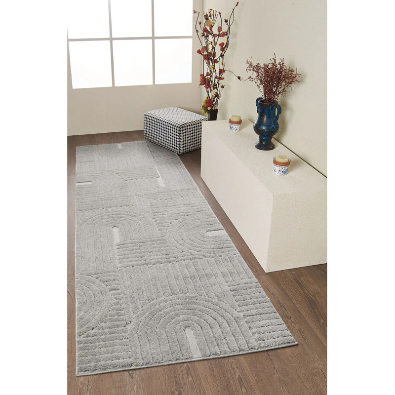 Premium Non-Slip Carpet Runner, 2.6 x 13.1 Feet, Grey | 100% Polypropylene, 1.0 in Pile Height, Machine Woven, Antibacterial, 1600 gr/m² | Perfect for Hallways & Living Rooms, Easy to Clean with Spot Remover