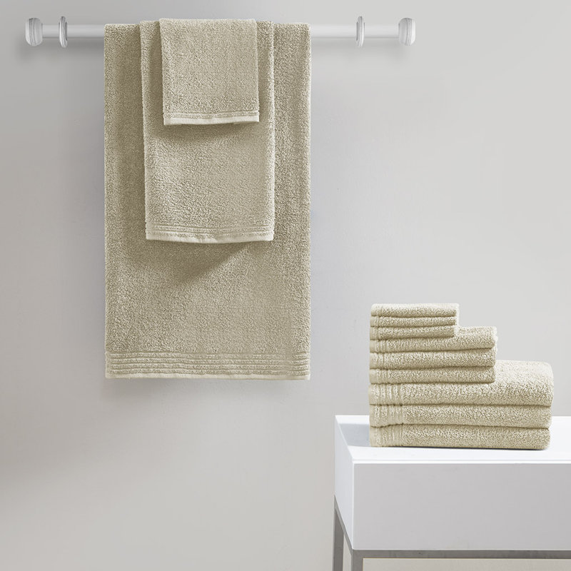 Ensemble de serviettes de bain 100% coton à séchage rapide 12 pièces, Beige