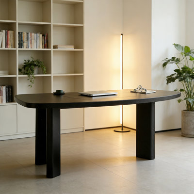 Bureau en bois massif noir courbé