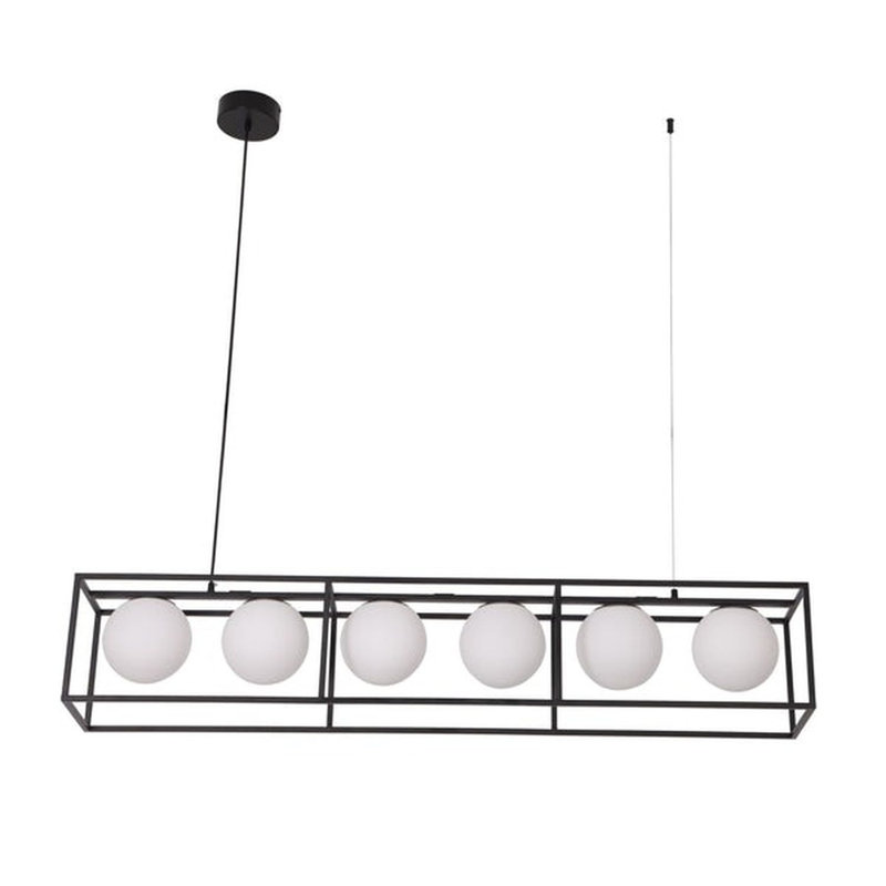 Lustre carré / rectangulaire à îlot de cuisine à intensité variable Lurlee, H 32 po x l 15 po x P 15 po, Noir mat