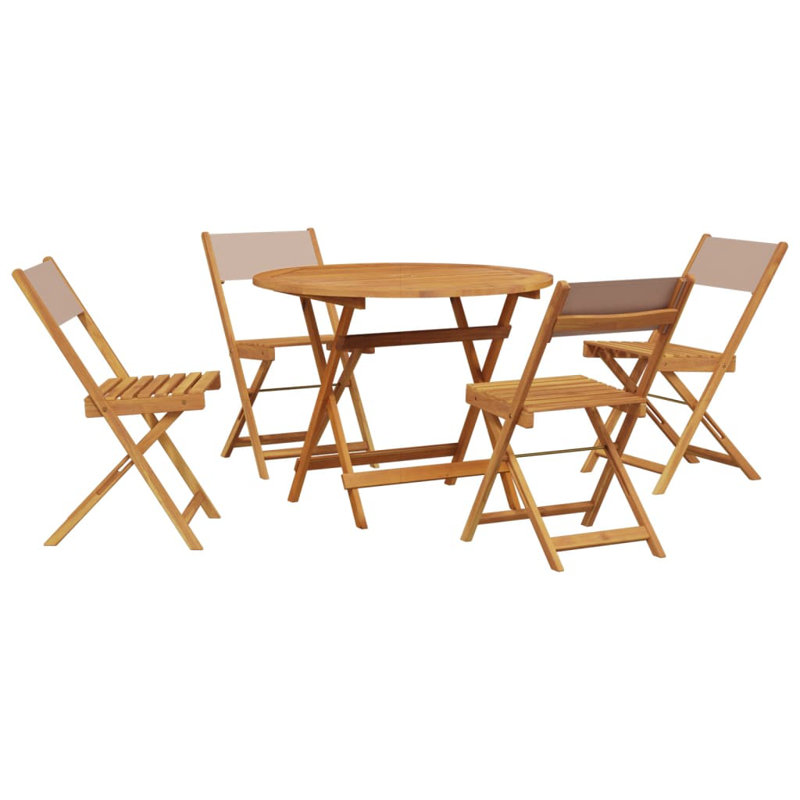 4 - Person Acacia Wood Patio Dining Set with Round Table, Taupe