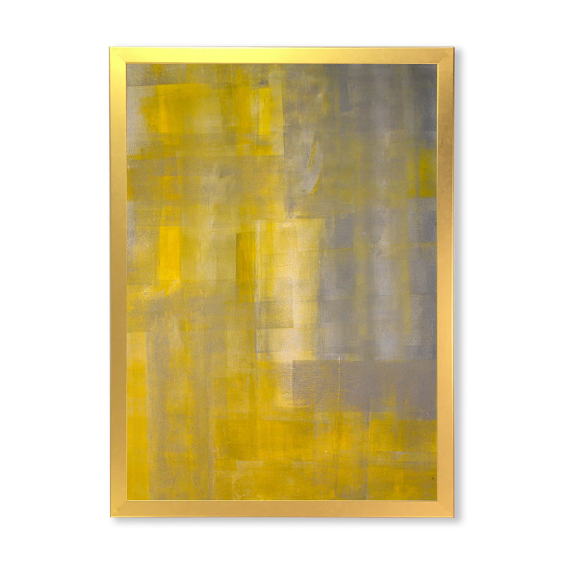 Le gris rencontre le jaune avec l'art abstrait du 16ème siècle - Art moderne et contemporain sur toile, Encadrement doré