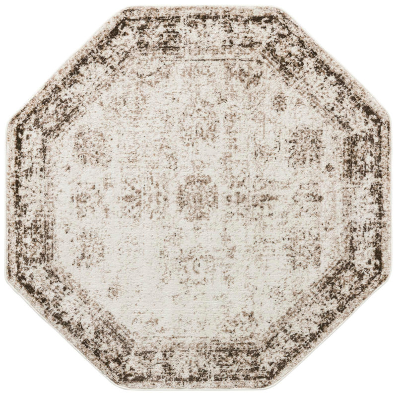 Floral Indoor Rug, Octagon 5'