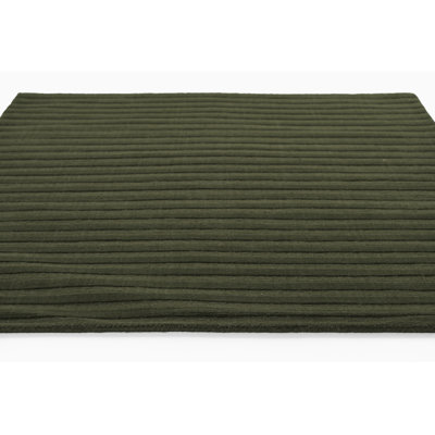 Tapis vert en laine tissé à la main Tayim 6 pi x 9 pi
