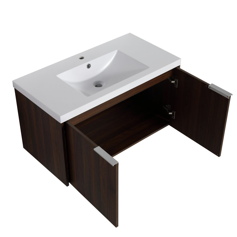 Meuble-lavabo à fixation flottante 36 po avec porte à fermeture en douceur et 2 portes Modern Design
