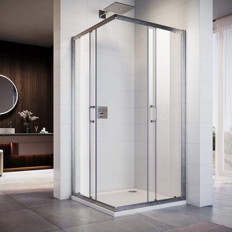 34"D x 34"W x 72"H Framed Square Corner Shower Enclosure with 1/4" Tempered Glass, Brush Nickel