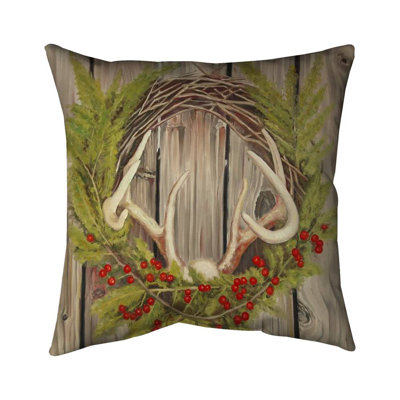 Christmas wreath with panache - 26"x26" Throw pillow - Poly twill - Print on demand