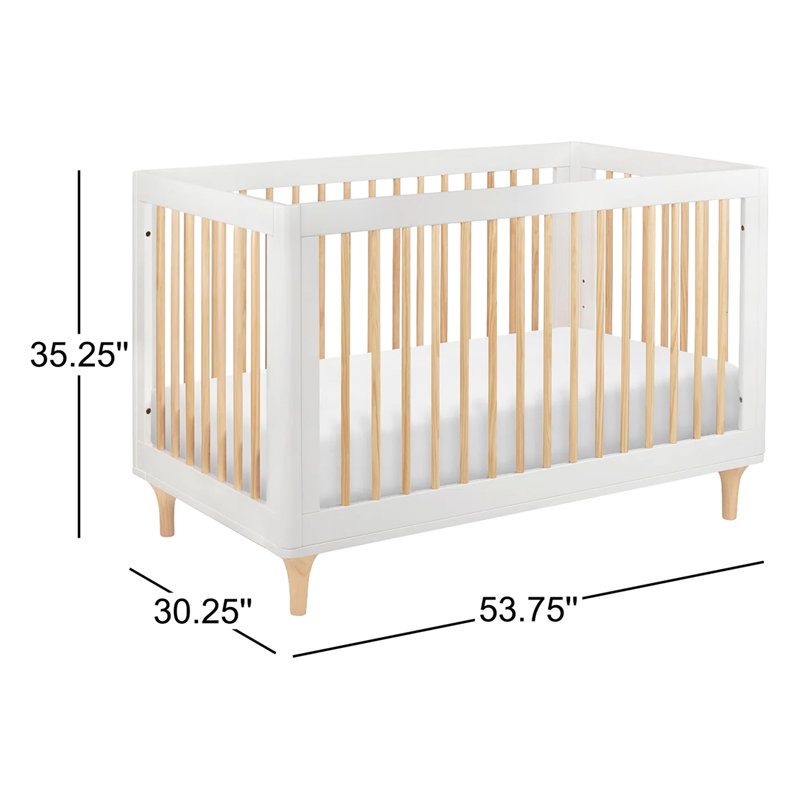 Lit de bébé convertible 3-en-1 Lolly, Blanc / Naturel