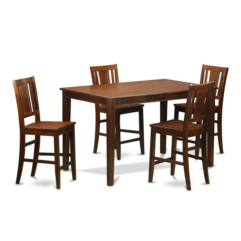 Sisneros Solid Dining Set, 5 Pieces: 1 Table, 4 Chairs, Wooden