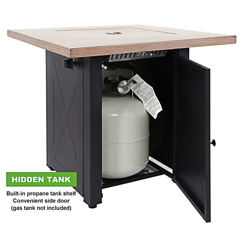 28Inch Outdoor Gas Fire Pit Table, Brown
