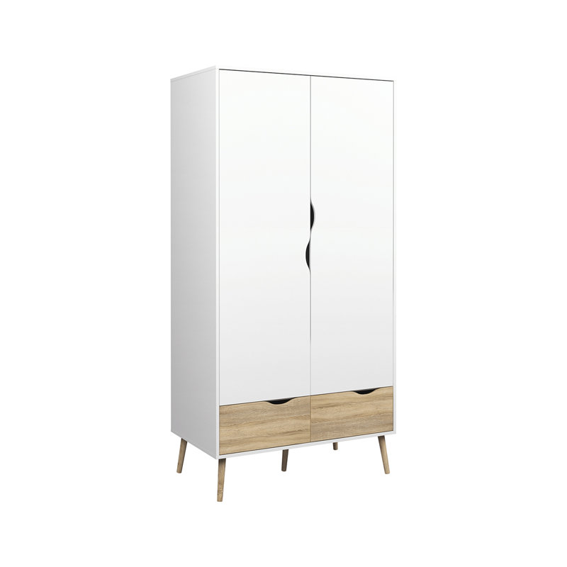Caslynn 2 Door Manufactured Wood Wardrobe, White/Brown
