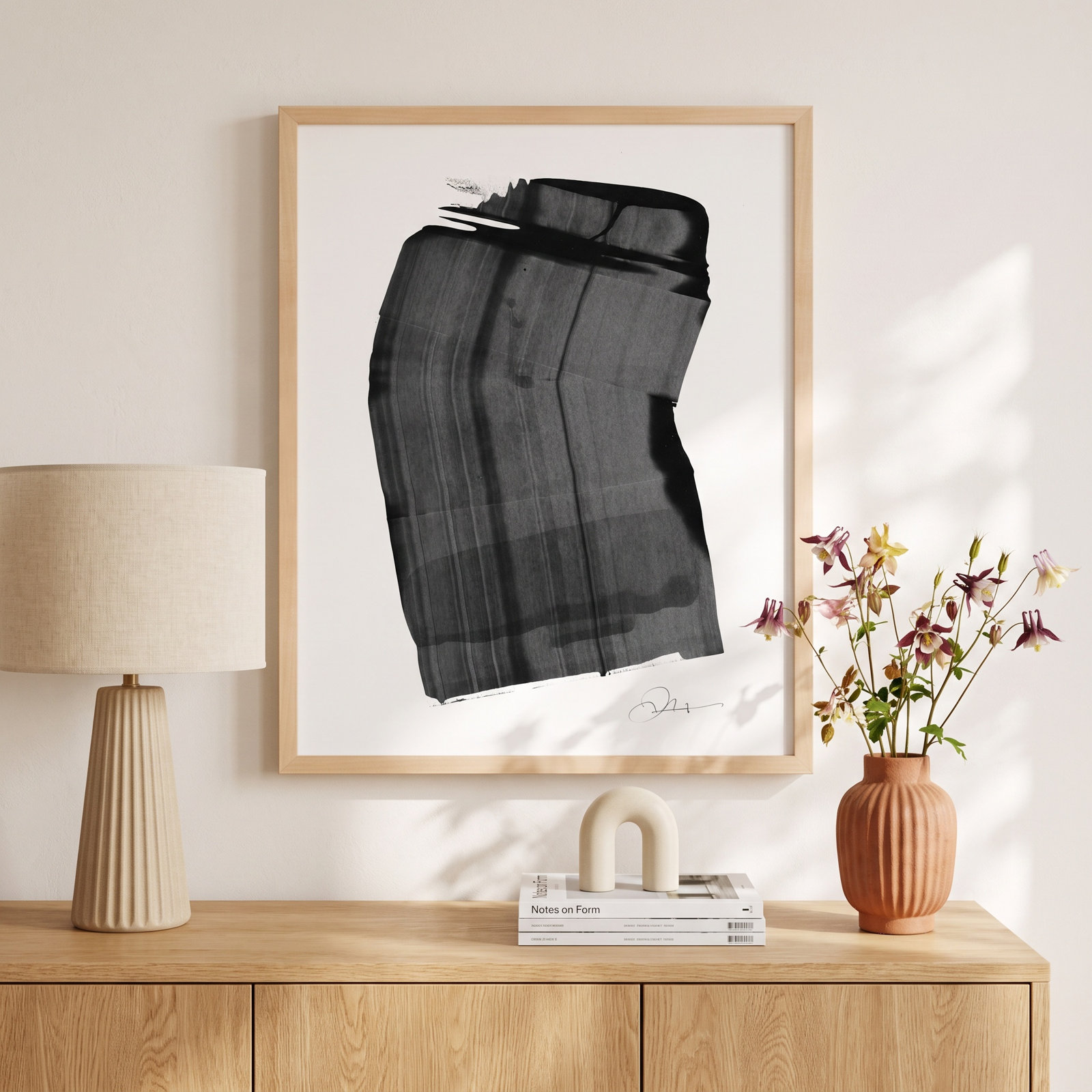 Olivia "Brushstroke 1" Painting, 25" H x 20" W x 1.25" D, Brown