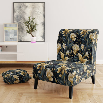Fauteuil de chambre rembourré beige et bleu Dahlia Retreat