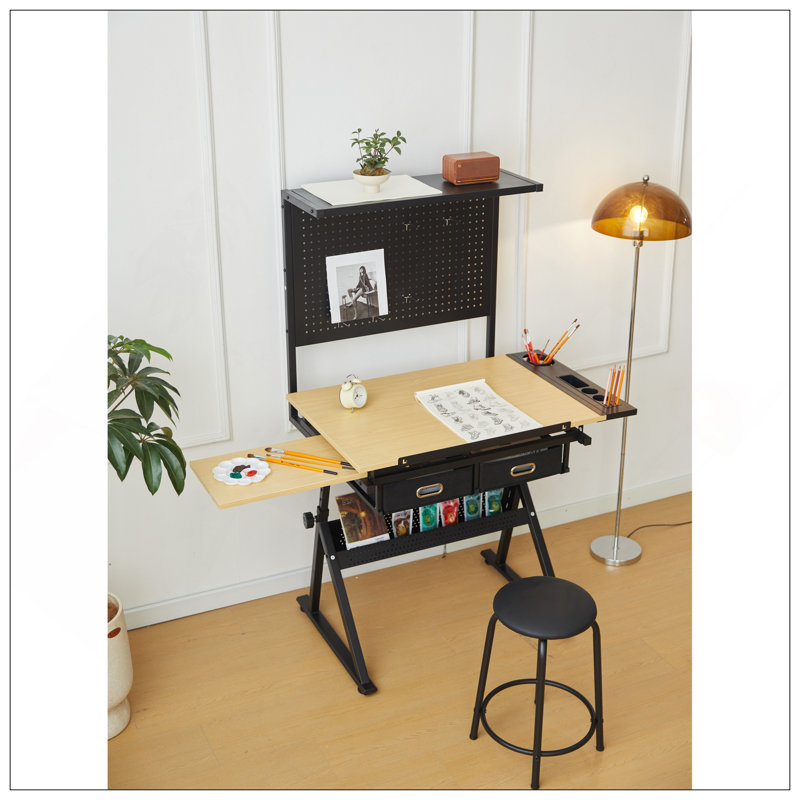 Versatile Drafting Table With Innovative Storage And Adjustable Features