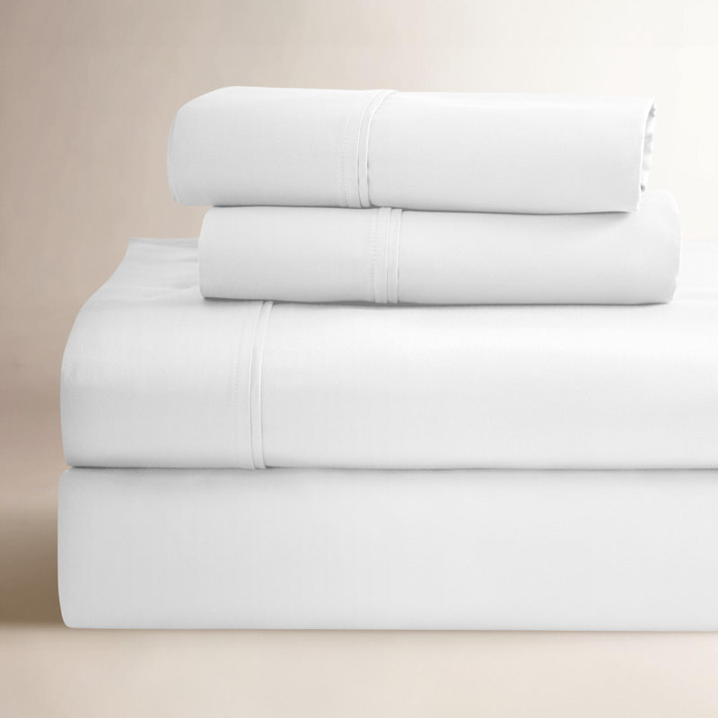 Mellark 1200 Thread Count Egyptian Cotton Sateen Sheet Set, White, King Sheet Set with 2 Pillowcases