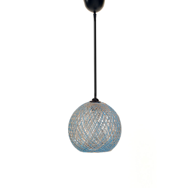 Lustre en jute fait à la main, style bohémien, 8,7 po x 9,4 po | Câble réglable, hauteur totale: 21,7 pouces | Douille E27, 40 W maximum | Parfait pour le salon, la chambre à coucher ou la salle à manger, solution d'éclairage unique et élégante