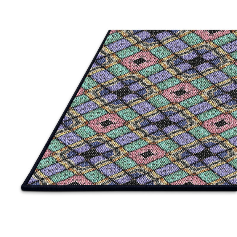 Tapis mauve / vert Power Loom, Rectangle 8 pi x 12 pi