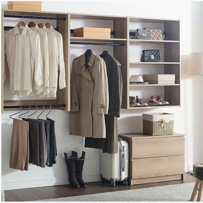 Devi Oak Wall Mounted Wood Closet System