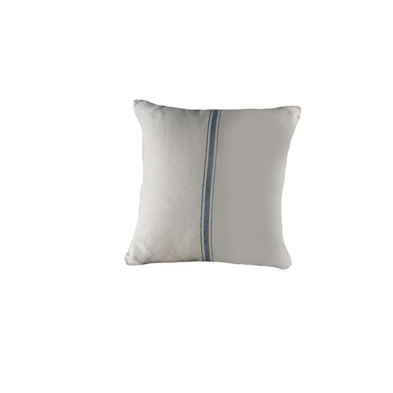 Housse de coussin carré en coton, Bleu colonial / crème